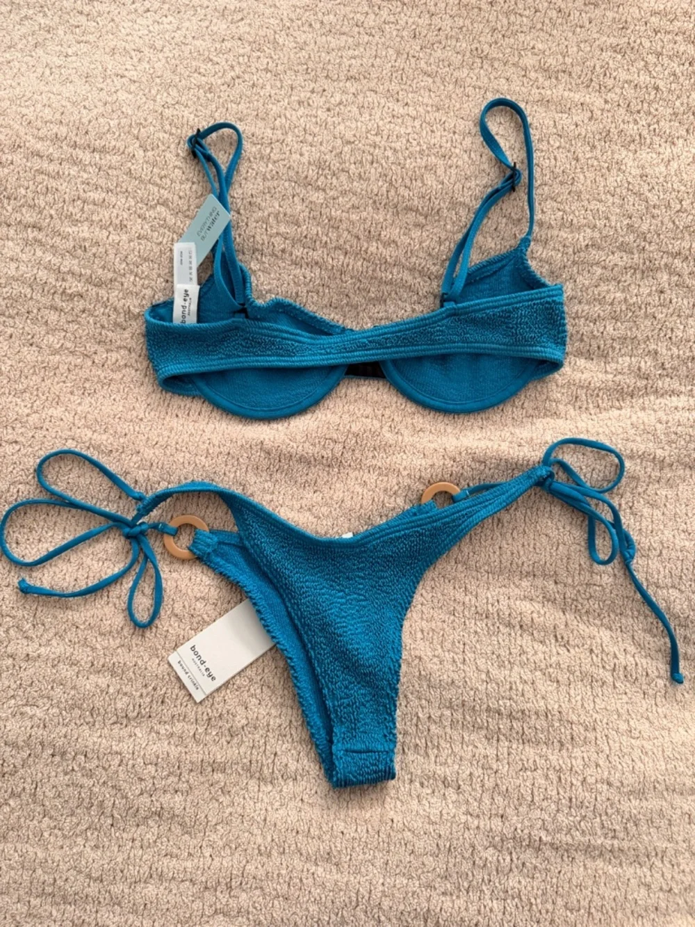 NWT Bond-Eye Australia Blue Crinkle Bikini Set One Size